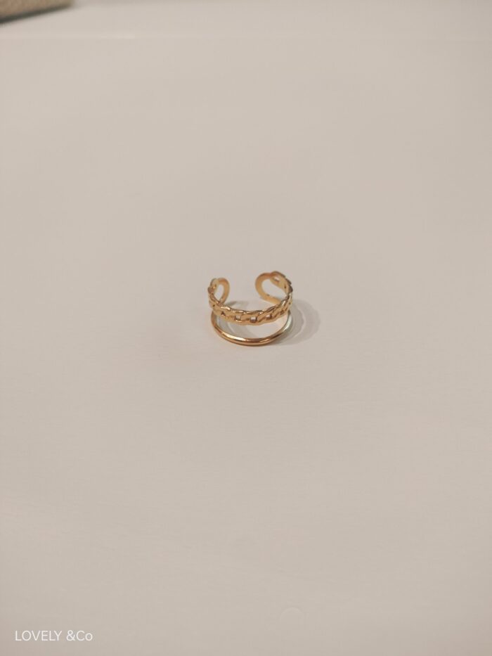 Anel Duplo Aço Inoxidável Dourado - Image 1