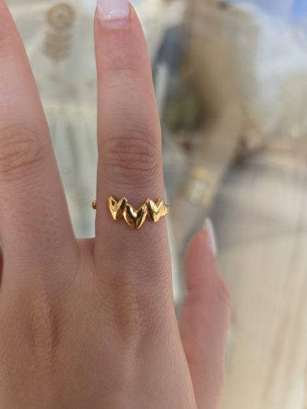 Anel Corações Aço Inox.