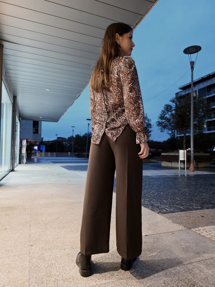 Calça Wide Leg Castanha Cropped - Image 4