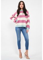 Malha Riscas Rosa Fuscia
