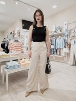 Calça Perna Larga Bege