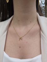 Colar Duas Cruzes Aço Inox.