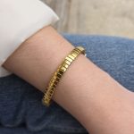 Pulseira Elástica Dourada Aço Inox.