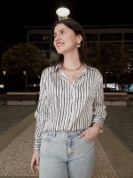 Camisa Acetinada Risca Preta - Image 3