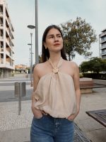 Top Bege Cropped