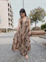 Vestido Oversize Castanho Estampado