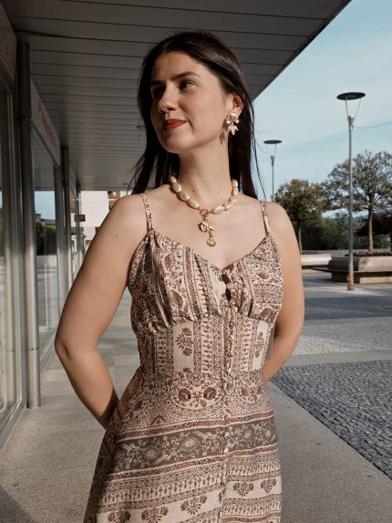 Vestido Padrão Castanho