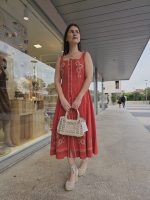 Vestido Bordado Algodão Terracota - Image 3