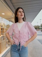 Blusa Rosa Bordado Inglês