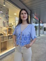Blusa De Bordado Inglês Azul - Image 2