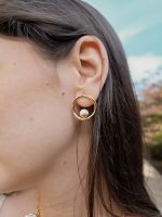 Brinco Pérola Dourado Aço Inoxidável - Image 3