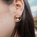 Brinco Pérola Dourado Aço Inoxidável