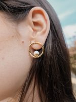 Brinco Pérola Dourado Aço Inoxidável