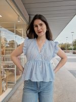 Blusa Azul Bordado Coração - Image 4