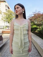 Vestido Verde Midi Com Laço - Image 3