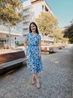 Vestido Florido Azul Com Cinto - Image 3