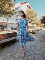 Vestido Florido Azul Com Cinto - Image 2