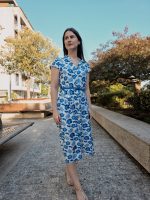 Vestido Florido Azul Com Cinto - Image 6
