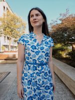 Vestido Florido Azul Com Cinto - Image 5