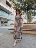 Vestido Riscado Laços Castanho - Image 2