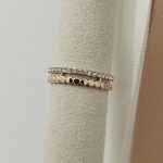 Anel Duplo Brilhos Dourado Aço Inox