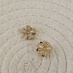 Brinco Dourado Flor Com Brilhante Aço Inox