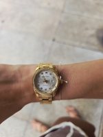 Relógio Analógico Dourado Aço Inox