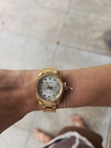 Relógio Analógico Dourado Aço Inox