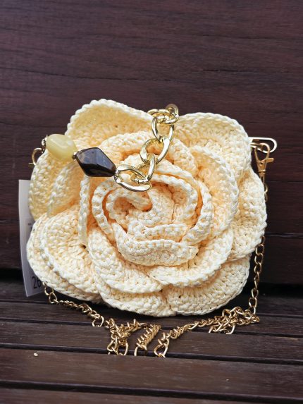 Bolsa de Crochê Bege Manteiga