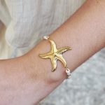 Pulseira Dourada Estrela do Mar Aço Inox