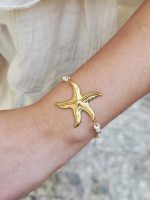 Pulseira Dourada Estrela do Mar Aço Inox