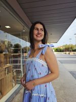 Vestido Azul Estampado Cereja - Image 8