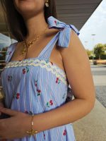 Vestido Azul Estampado Cereja - Image 7
