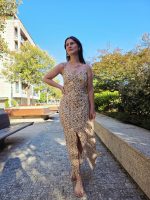 Vestido Flores Telha