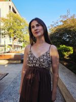 Vestido Castanho Com Bordado Dourado - Image 2