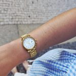 Relógio Analógico Dourado Aço Inox