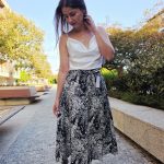 Saia Preta Estampada