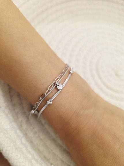 Pulseira Prateada Com Pingentes