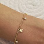 Pulseira Dourada Pingente De Trevo Aço Inox