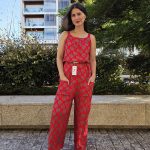 Macacão Vermelho Estampado