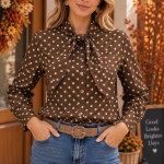 Blusa Castanha Bolinhas