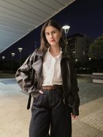 CASACO EFEITO PELE BOMBER CASTANHO